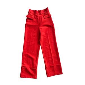 Paris Georgia Red Cuffed Wide Leg Tailored Pants